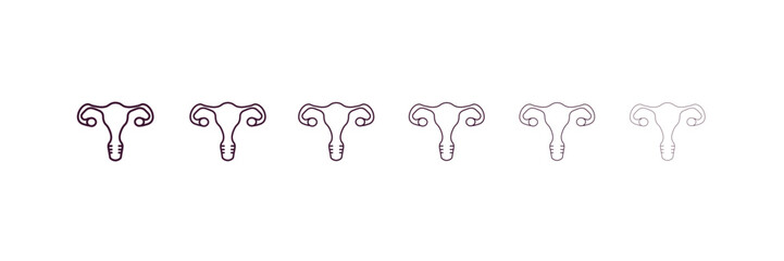 uterus outline icon. Linear vector from health and medical concept. 6 different line style uterus icon included thin, light, regular, medium, bold, black