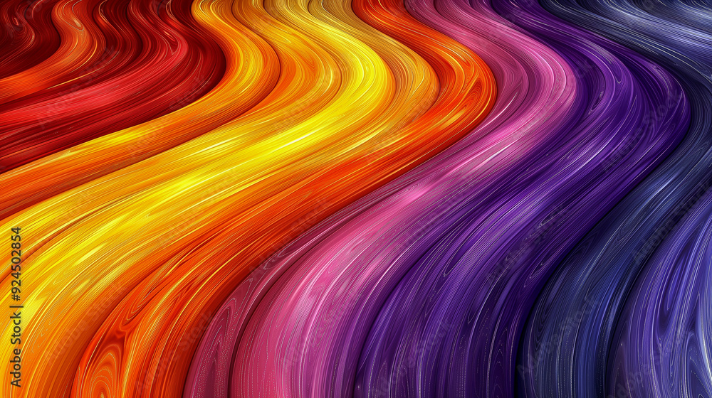 Poster colorful abstract waves of flowing gradient stripes..