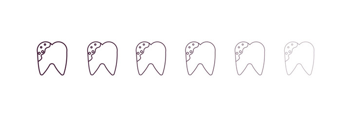 caries outline icon. Linear vector from health and medical concept. 6 different line style caries icon included thin, light, regular, medium, bold, black