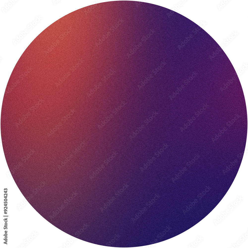 Poster Circular gradient with a grainy texture blending from red to purple on a transparent background
