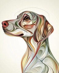 Obraz premium Abstract colorful dog portrait with swirling patterns and intricate details.