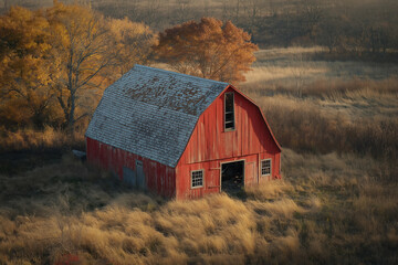 Aerial view of barn
