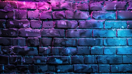 Fototapeta premium Neon Brick Wall with Vibrant Colors