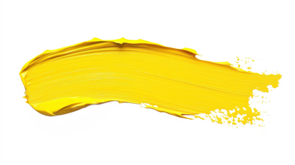 yellow brush stroke on transparent background