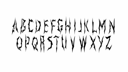 Dark font, hand drawn gothic alphabet letters vector set, decorative font lettering design