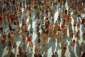Aerial view of big crowd