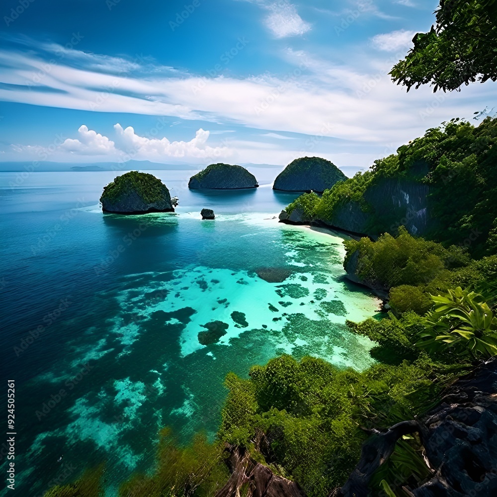 Poster tropical island in the sea