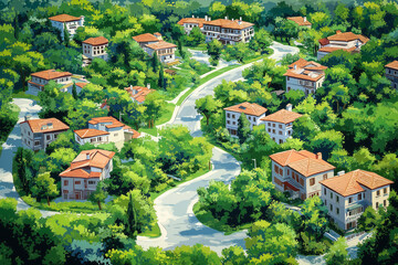 Fototapeta premium Aerial view of city
