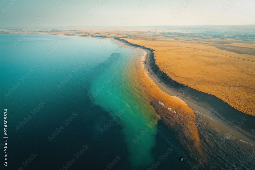 Sticker aerial view of clean deep water