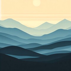 minimalist landscape featuring rolling hills