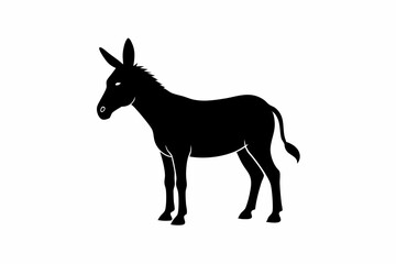  Donkey silhouette black color black vector art illustration