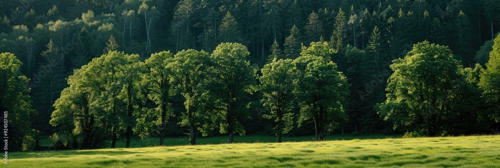 Poster a thick forest of towering ancient trees forms a dark green backdrop in the distance, contrasting wi