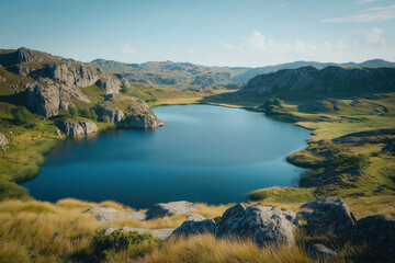 Naklejka premium Aerial view of lake