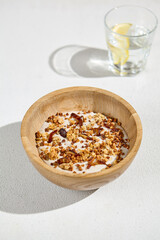 Healthy Smoothie Bowl with Dates, Wild Rice, and Granola - Fresh and Nutritious Breakfast