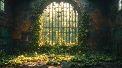 Obraz premium Nature Reclaiming Abandoned Building