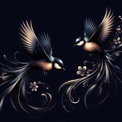 Obraz premium paintings of birds swinging their wings as if dancing joyfully