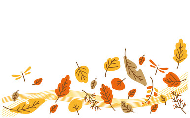 かわいい落ち葉のシンプルイラスト背景素材