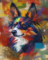 Abstract colorful portrait of a dog.
