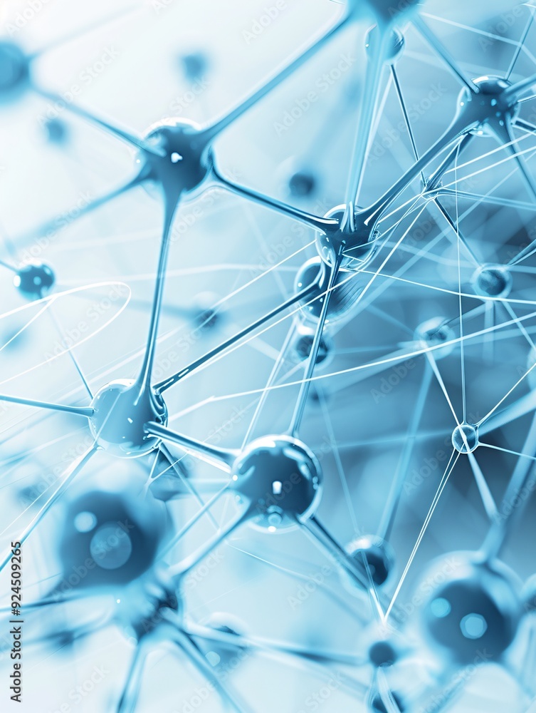 Poster a high-tech 3d background with interconnected nodes and lines forming a network pattern, offering a 