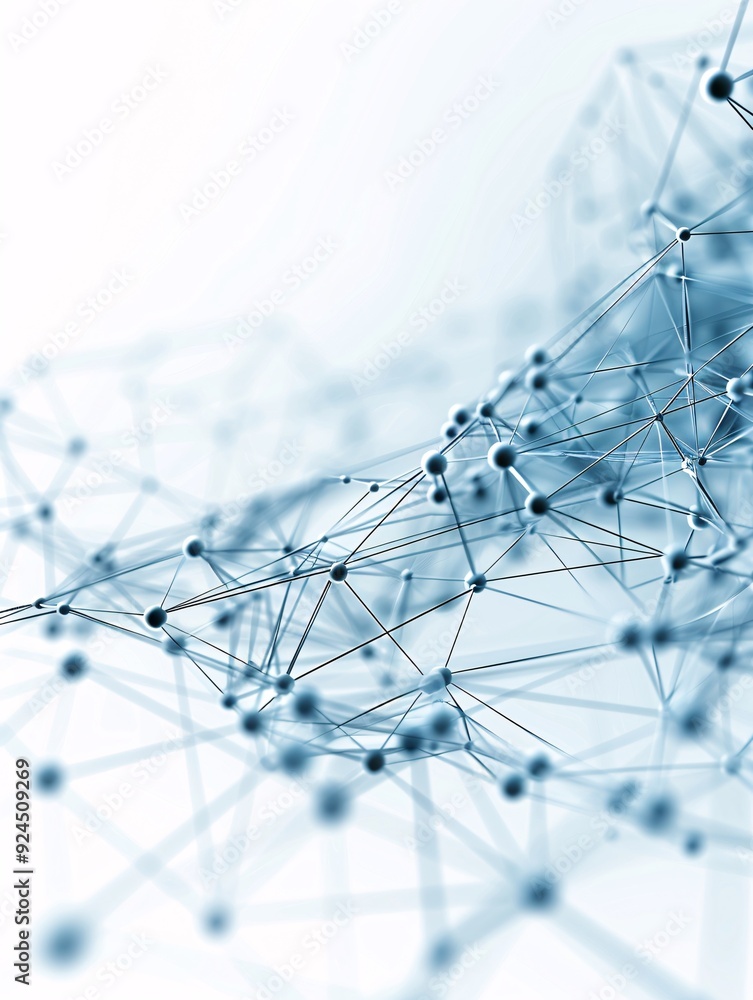 Poster a high-tech 3d background with interconnected nodes and lines forming a network pattern, offering a 