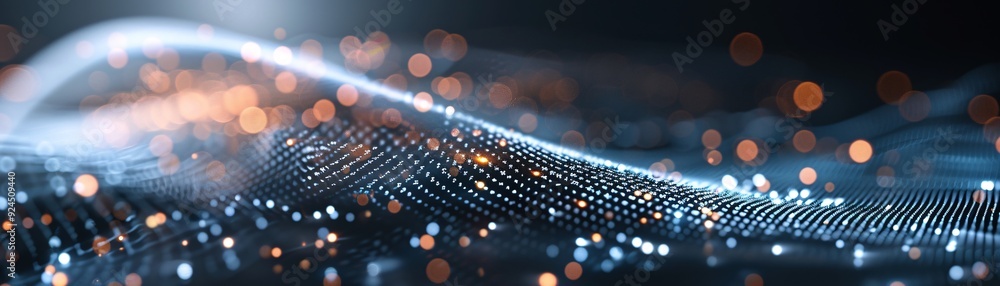Poster a dynamic 3d background with swirling particles and light trails, creating a sense of motion and ene