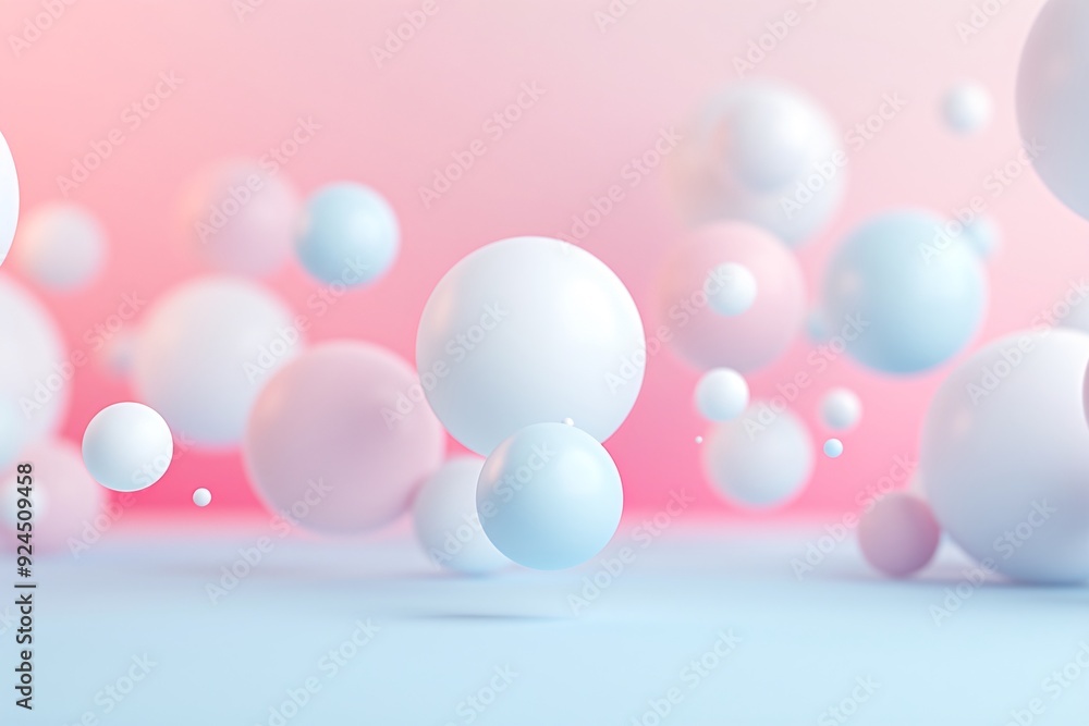 Poster a gradient 3d background transitioning from dark to light hues, with soft, spherical shapes floating