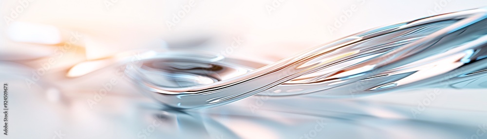 Poster a sleek 3d background with glossy, intertwined ribbons creating a sense of fluidity, providing a sop