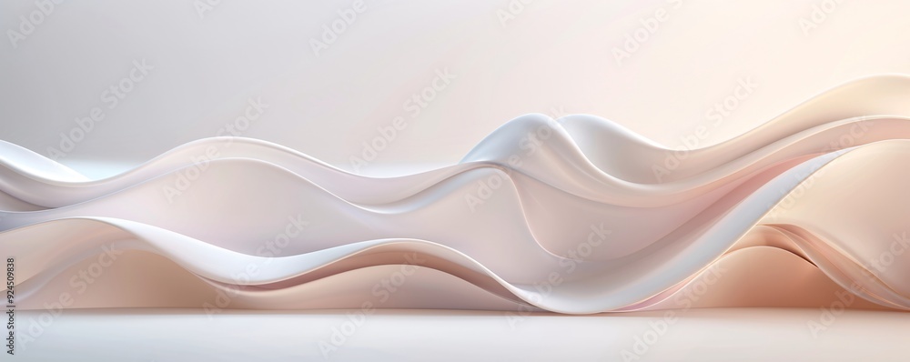 Poster a minimalist 3d background featuring smooth, undulating surfaces with a soft gradient, perfect for e