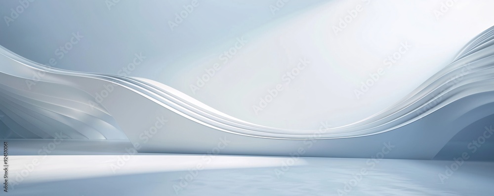 Poster a minimalist 3d background featuring a smooth surface with subtle undulations and a single spotlight