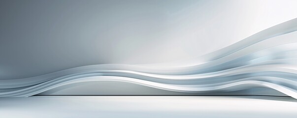 Obraz premium A minimalist 3D background featuring a smooth surface with subtle undulations and a single spotlight, ideal for highlighting content with copy space.