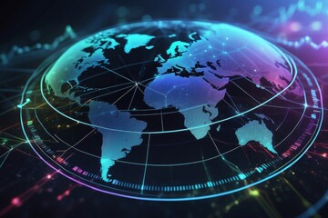 A digital representation of Earth with network connections