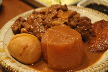 Japanese cuisine: miso oden in Nagoya, Japan