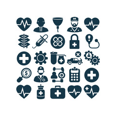 Medicine and Healthcare icons set vector illustration on white background