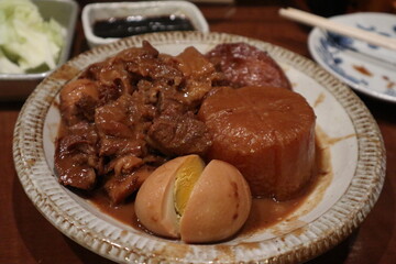 Japanese cuisine: miso oden in Nagoya, Japan