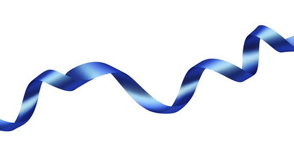 shiny satin blue ribbon element on isolated white background