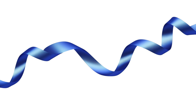 shiny satin blue ribbon element on isolated white background