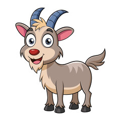 A happy cartoon goat vector illustration isolated on a white background