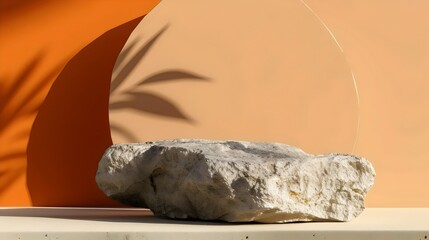 Minimalist Rock and Shadow Play on Warm Background. Generative AI