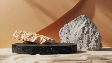 Elegant Geometric Composition with Natural Stones. Generative AI