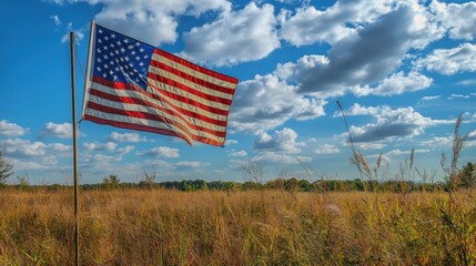American Flag Waving in the Wind.