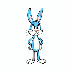 Skinny angry Rabbit funny cartoon vector illustration