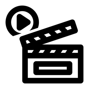 recommend clip art: film, movie, video, entertainment, clapperboard, multimedia, production, shooting outline icon