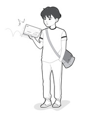 illustration of Character man Holding a bounced check