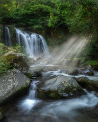 山梨県北斗市　新緑の千ヶ滝
