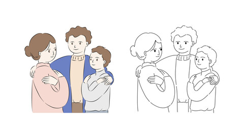 Parent and a child hugging self in self-love concept.