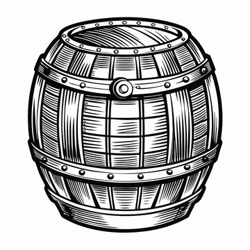 recommend clip art: Vintage drawing barrel line art vector