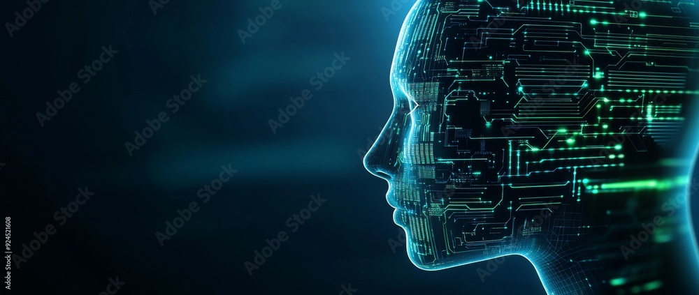 Poster symbolizing artificial intelligence technology or machine learning concepts.