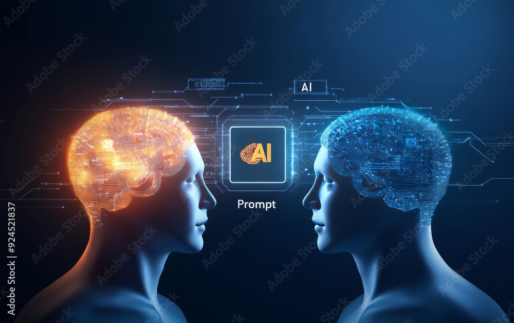 Poster symbolizing artificial intelligence technology or machine learning concepts.