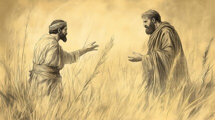 1 Samuel Biblical Illustration: David Flees from Saul, David Hides in Field, Jonathan Speaks to Saul for Reconciliation