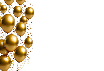 Gold and silver balloons and confetti (transparent background) PNG with alpha channel for birthdays, celebrations, etc.金色と銀色の風船と紙吹雪 (透明な背景) アルファ チャンネル付PNG。誕生日やお祝いなどに